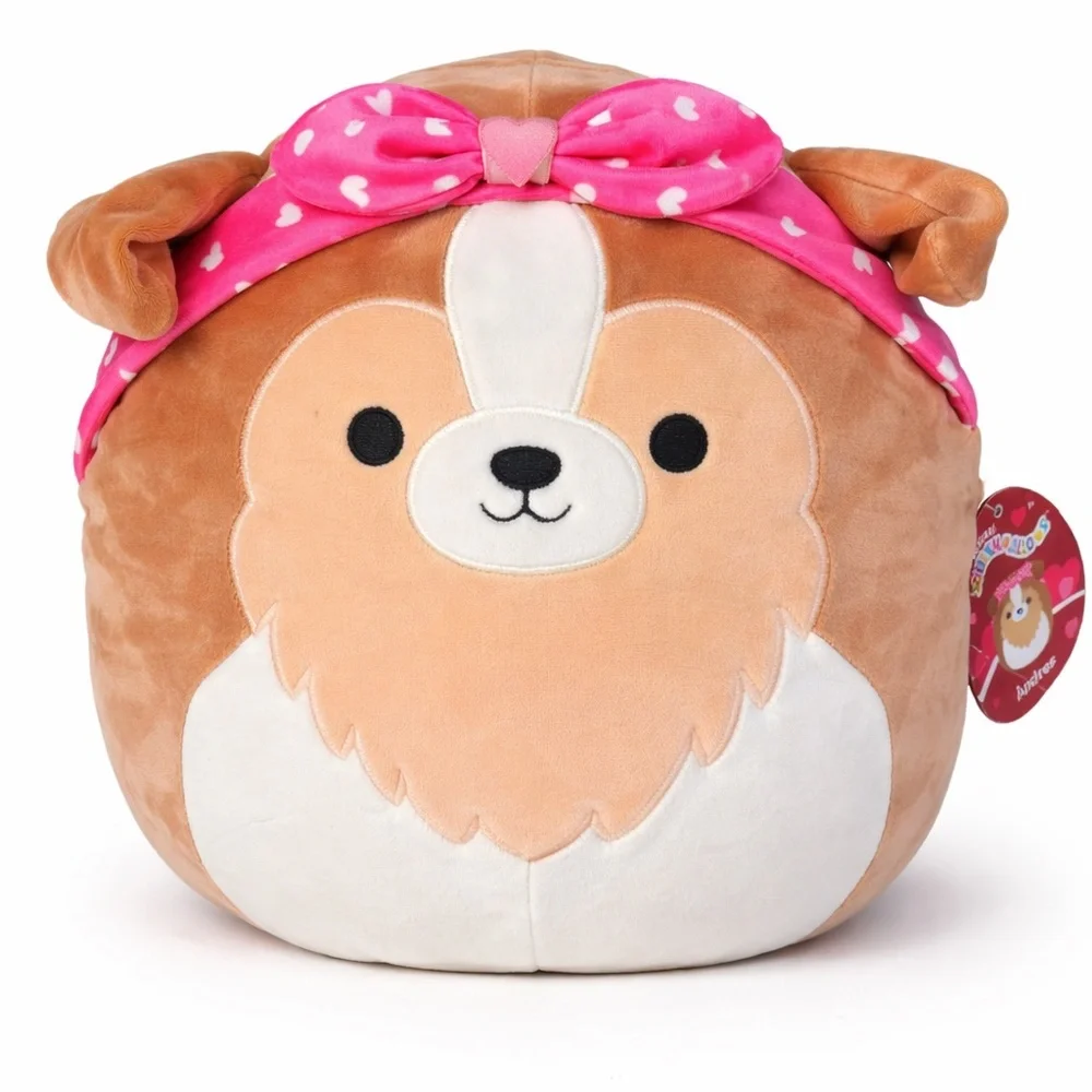 Squishmallows Andres Dog Plush Pink Heart Headband Valentine 12” NWT - Picture 1 of 6
